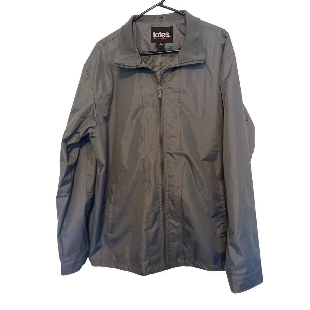 Totes Jacket Raincoat Mens Large Gray Golf Dadcore Basic Classic Casual Everyday